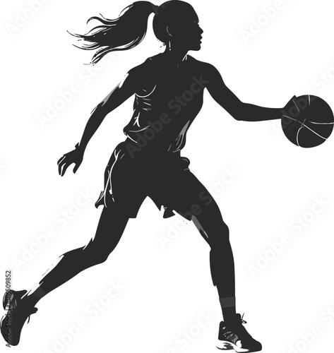 Black and White Basketball Player Silhouette