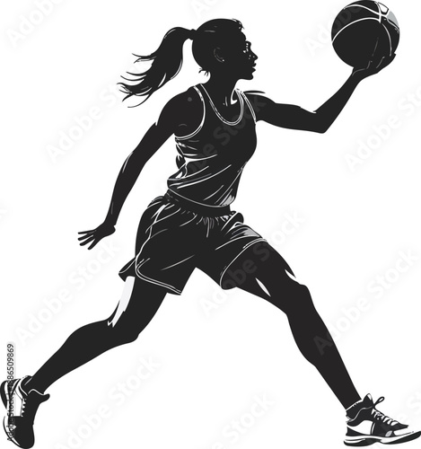 Black and White Basketball Player Silhouette