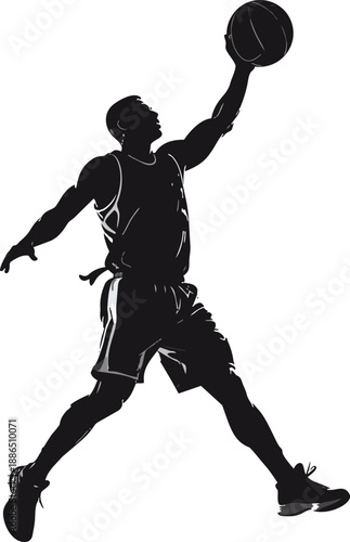 Black and White Basketball Player Silhouette