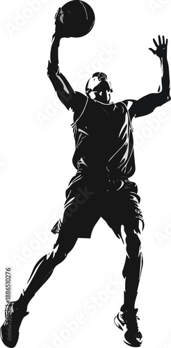 Black and White Basketball Player Silhouette