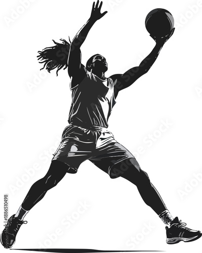 Black and White Basketball Player Silhouette