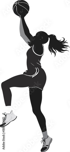 Black and White Basketball Player Silhouette