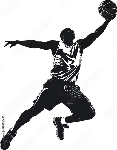 Black and White Basketball Player Silhouette