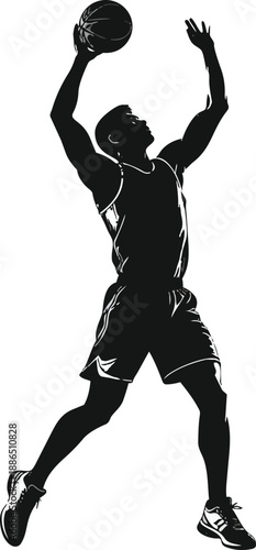 Black and White Basketball Player Silhouette
