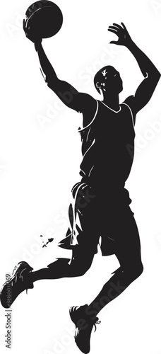 Black and White Basketball Player Silhouette