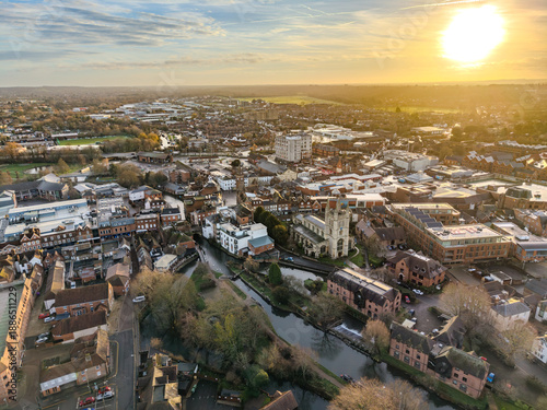Newbury Town Centre and Kennet Shopping Aerial View