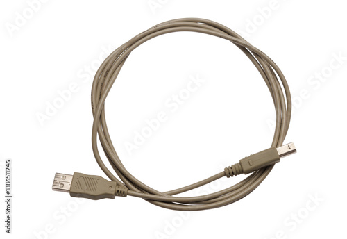 Foto USB cable for connecting a printer to a computer isolated on a transparent backg