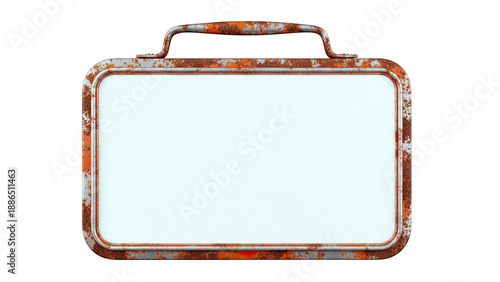 Retro Rusted Lunchbox with Blank White Surface