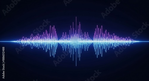 Vibrant sound wave pattern in blue and purple gradient background