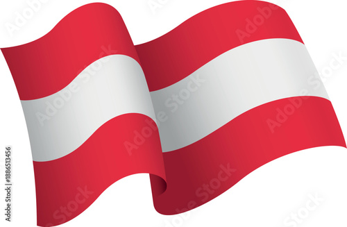 Flag of Austria. Ribbon style flag that conveys a sense of movement and waving effect
