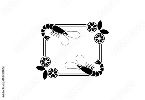 Vector hand drawn frames of seafood and lemon