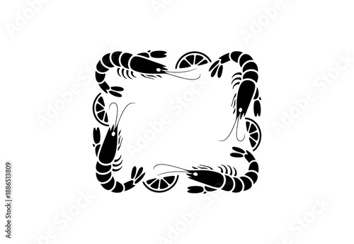 Vector hand drawn frames of seafood and lemon