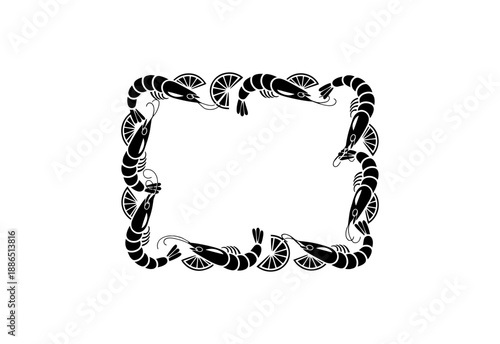 Vector hand drawn frames of seafood and lemon