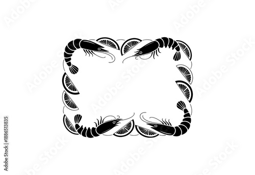 Vector hand drawn frames of seafood and lemon