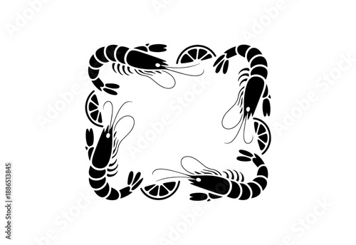 Vector hand drawn frames of seafood and lemon