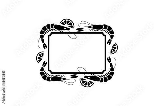 Vector hand drawn frames of seafood and lemon