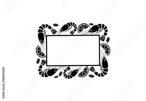 Vector hand drawn frames of seafood and lemon