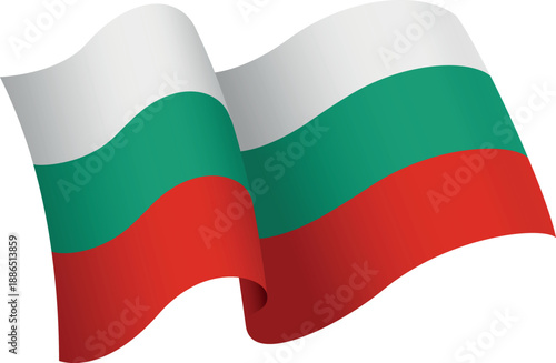 Flag of Bulgaria. Ribbon style flag that conveys a sense of movement and waving effect