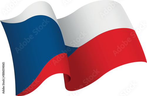 Flag of Czech Republic. Ribbon style flag that conveys a sense of movement and waving effect