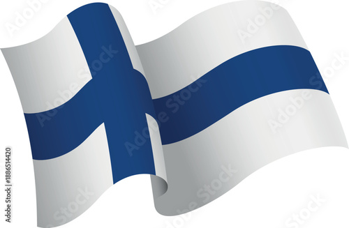 Flag of Finland. Ribbon style flag that conveys a sense of movement and waving effect