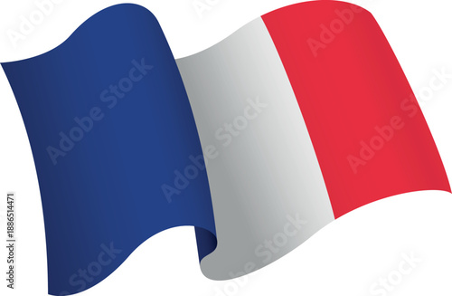 Flag of France. Ribbon style flag that conveys a sense of movement and waving effect