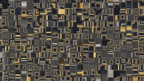 Metallic gold black geometric abstract background, seamless loop.