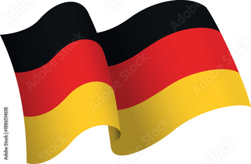 Flag of Germany. Ribbon style flag that conveys a sense of movement and waving effect