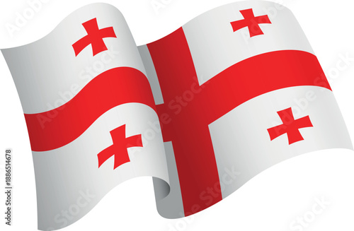Flag of Georgia. Ribbon style flag that conveys a sense of movement and waving effect