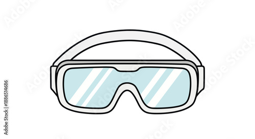 White Safety Goggles with Clear Lenses and Adjustable Headband.