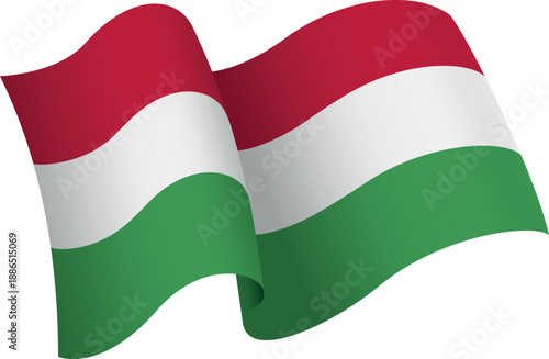 Flag of Hungary. Ribbon style flag that conveys a sense of movement and waving effect