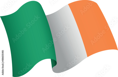 Flag of Ireland. Ribbon style flag that conveys a sense of movement and waving effect