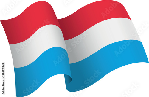 Flag of Luxembourg. Ribbon style flag that conveys a sense of movement and waving effect