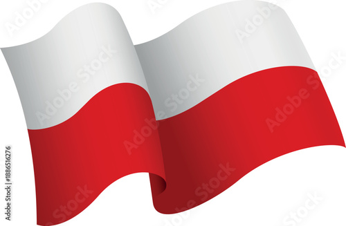 Flag of Poland. Ribbon style flag that conveys a sense of movement and waving effect