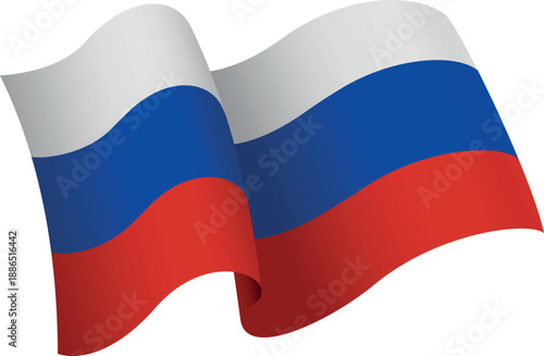 Flag of Russia. Ribbon style flag that conveys a sense of movement and waving effect