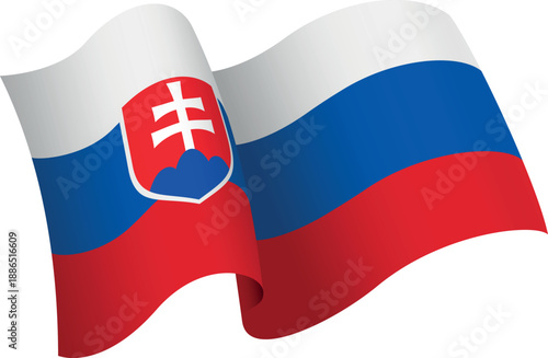 Flag of Slovakia. Ribbon style flag that conveys a sense of movement and waving effect