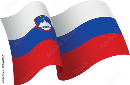 Flag of Slovenia. Ribbon style flag that conveys a sense of movement and waving effect
