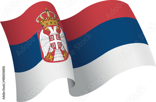 Flag of Serbia. Ribbon style flag that conveys a sense of movement and waving effect