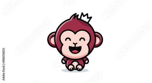 Photography Cartoon monkey character with crown and smile