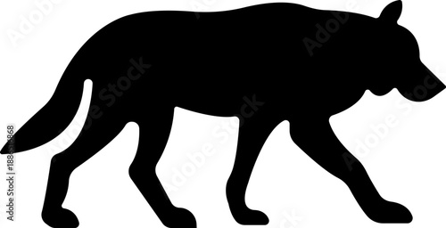Wolf Silhouette Black Flat Style Vector Icon, Wild Animal Symbol and Nature Outline Graphic Group Featuring Wolf, Canine and Predator Poses