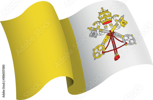 Flag of Vatican City. Ribon style flag that conveys a sense of movement and waving effect