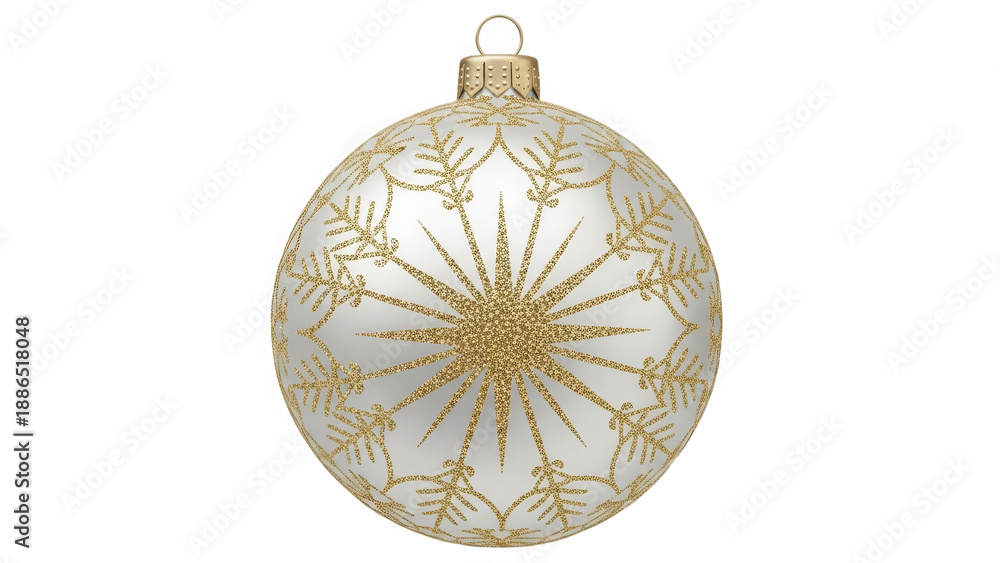 Fototapeta premium Elegant gold snowflake christmas ornament isolated on transparent background
