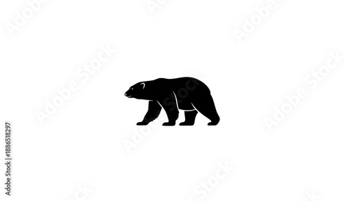 Polar Bear Vector Silhouette Isolated on White Background, Wildlife Animal Illustration