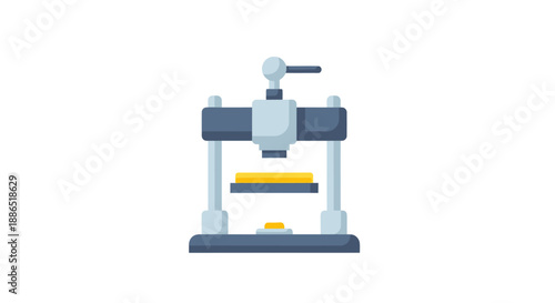 Industrial Hydraulic Press Machine with Yellow Plates.