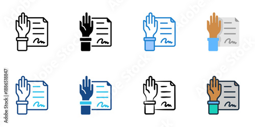 Deposition icons set multiple style collection. Editable stroke 

