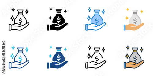 Settlement Offer icons set multiple style collection. Editable stroke 
