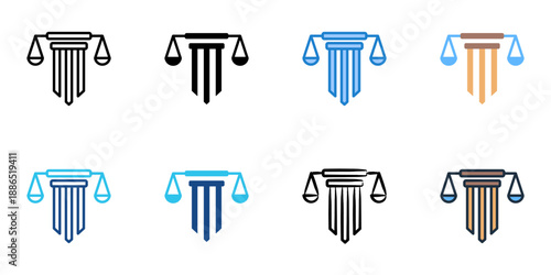 Tort Law icons set multiple style collection. Editable stroke 
