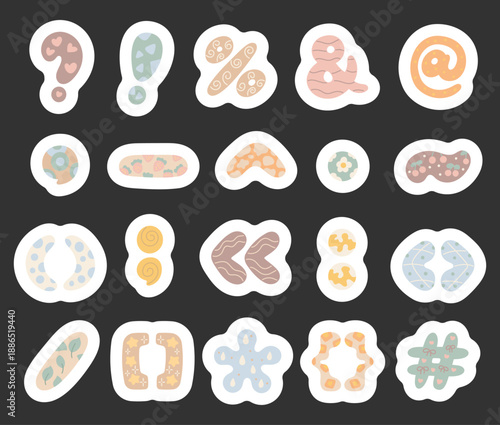 Spelling punctuation set in scandinavian style featuring question exclamation comma period semicolon colon brackets braces quotation marks signs typography language