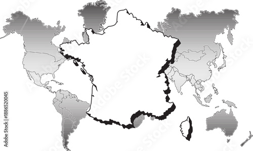 World Map showing France Laser Engraver Ready