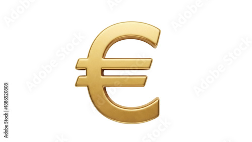 Canvas Print Golden euro symbol PNG isolated on transparent background, currency sign for fin