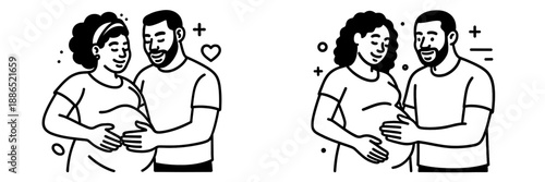 Couple bonding during pregnancy in a simple vector illustration